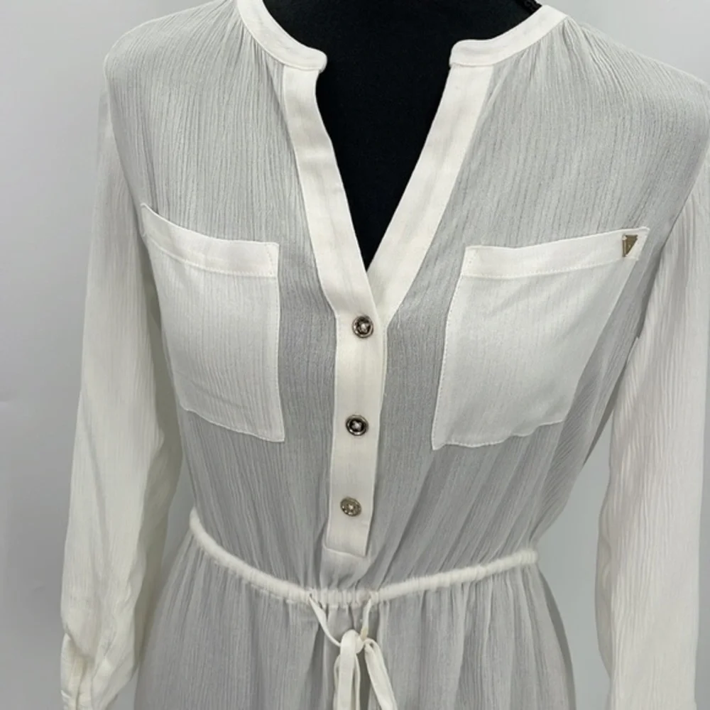 NWT Guess gauze like  off-white long sleeve lightweight cover/up XS